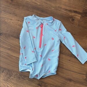 Kids Swimwear Blue and Pink Striped Swimsuit